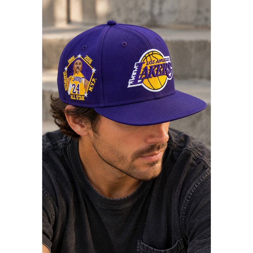 New Era 9FIFTY Kobe Bryant Retirement Lakers 24 Purple Snapback Hat 2016
